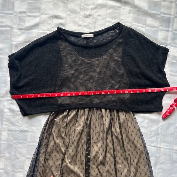 LUSH Black & Nude Dress with Metallic Polkadot Details - Picture 5 of 13